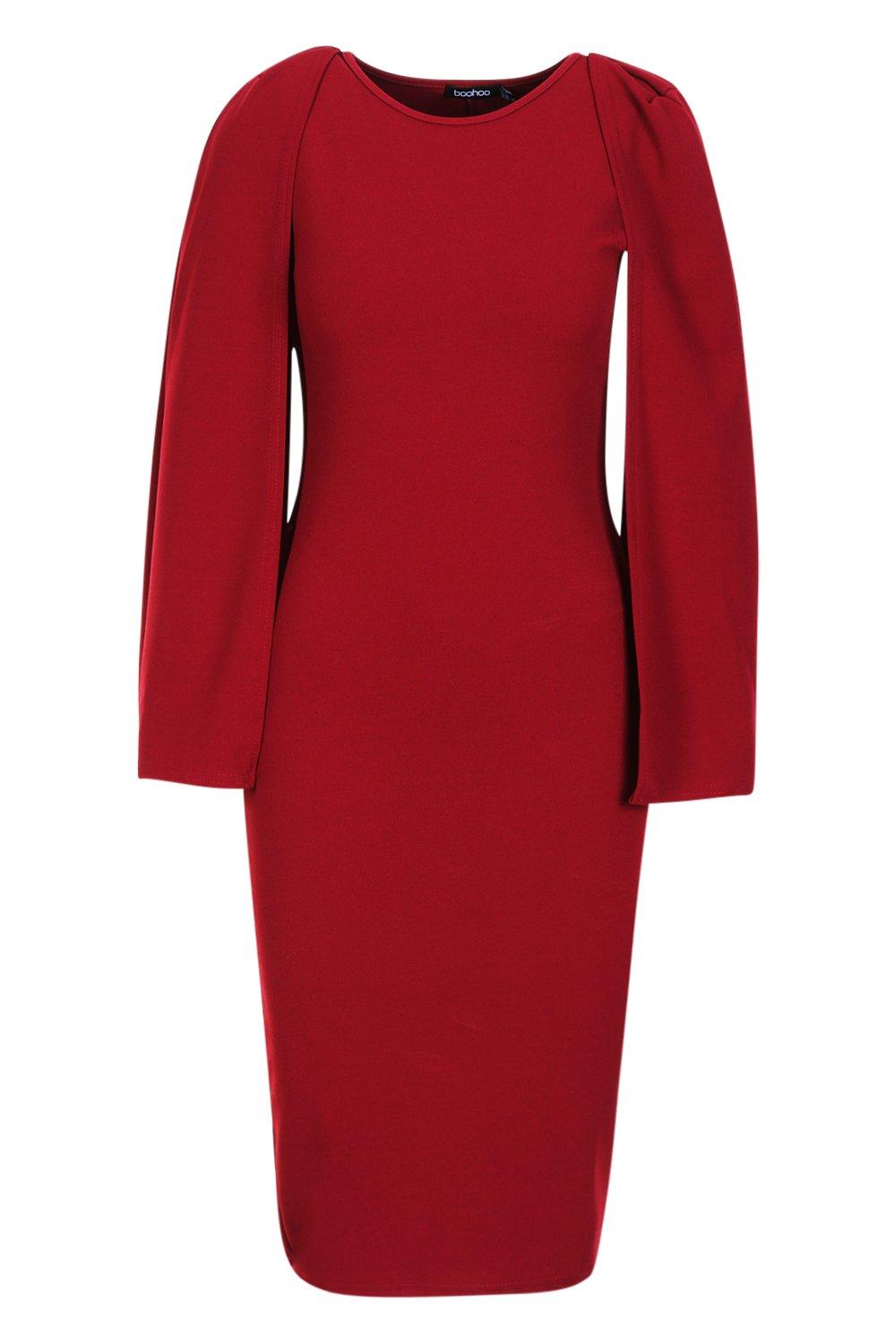 petite cape sleeve midi dress