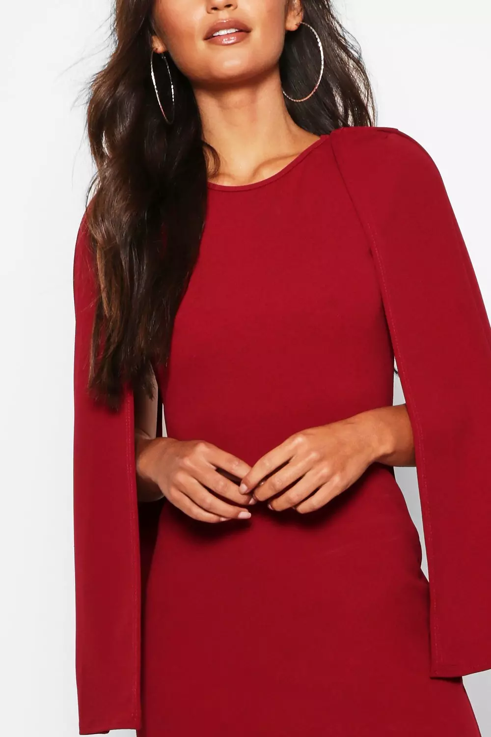 Petite cape store sleeve midi dress