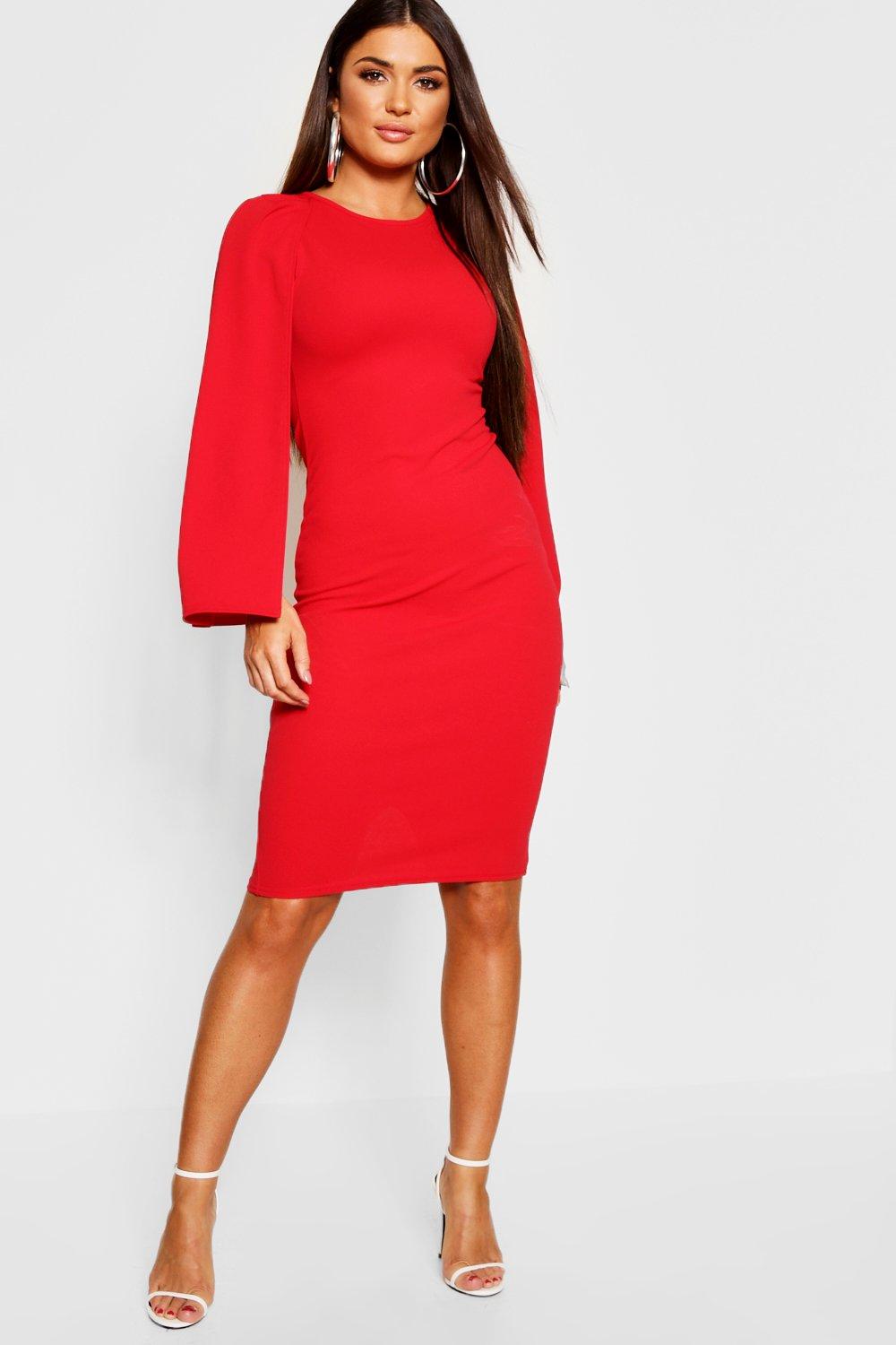 boohoo red midi dress