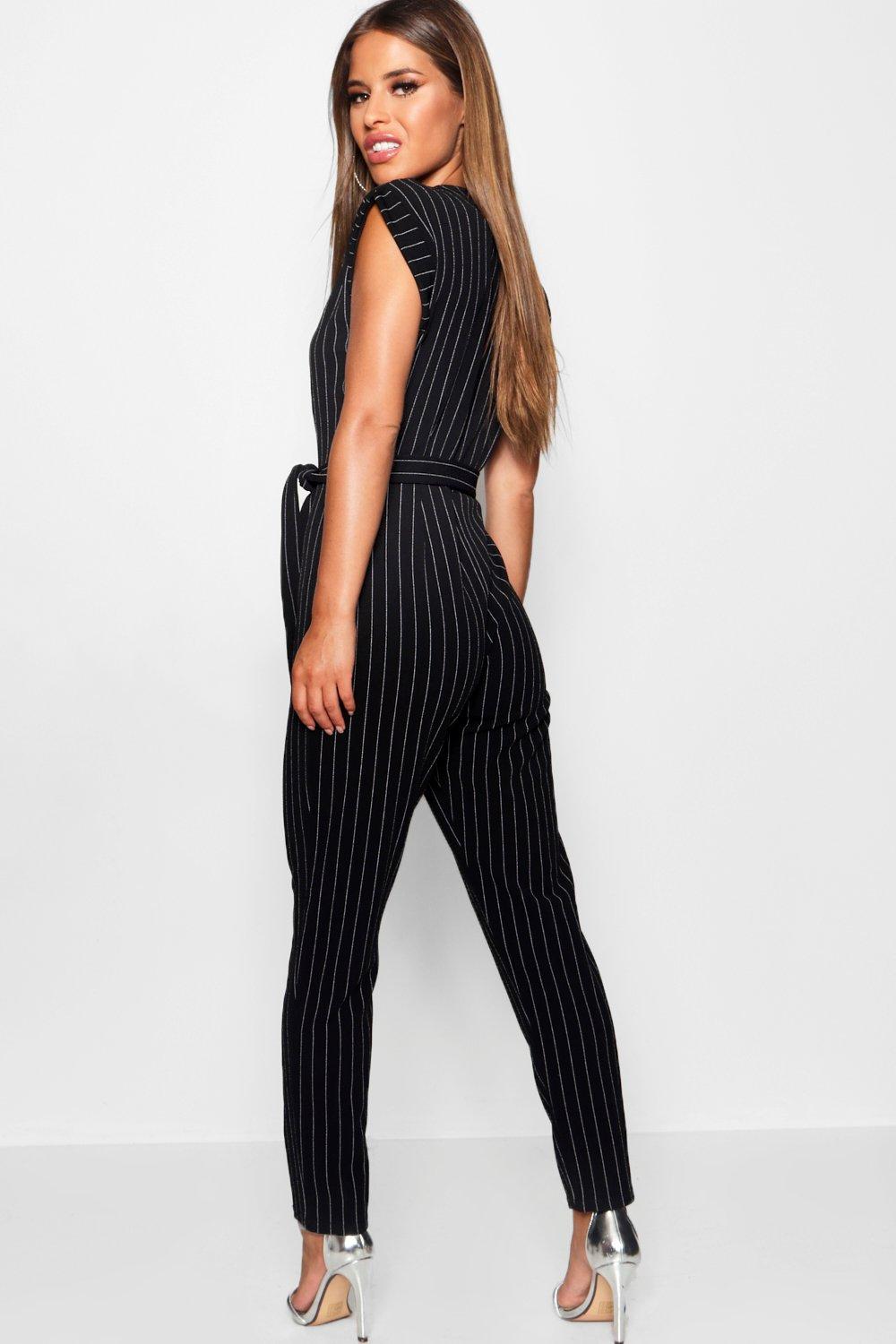 boohoo pinstripe jumpsuit