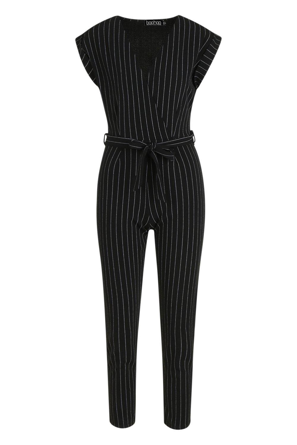 boohoo pinstripe jumpsuit