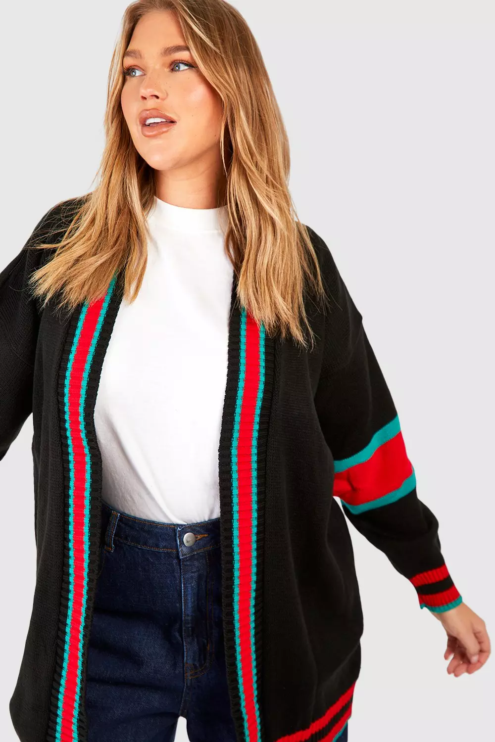 Contrast clearance stripe cardigan