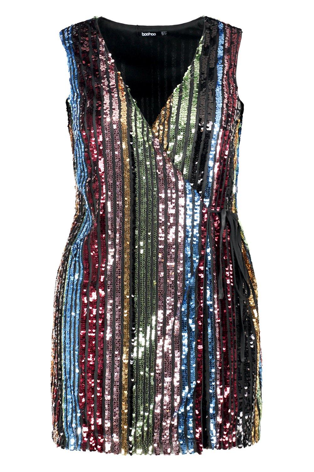 boohoo rainbow sequin dress