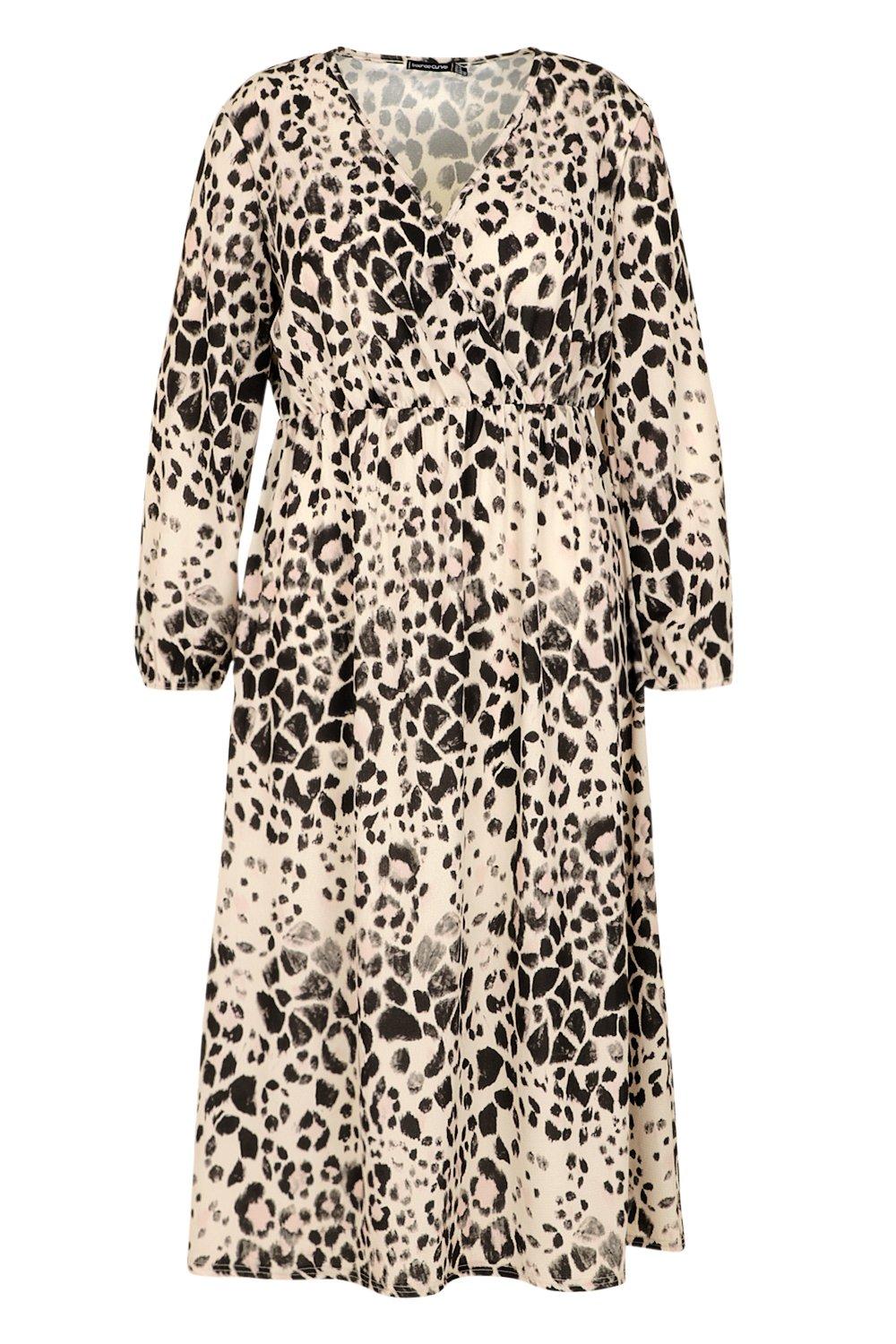 boohoo plus leopard midi dress