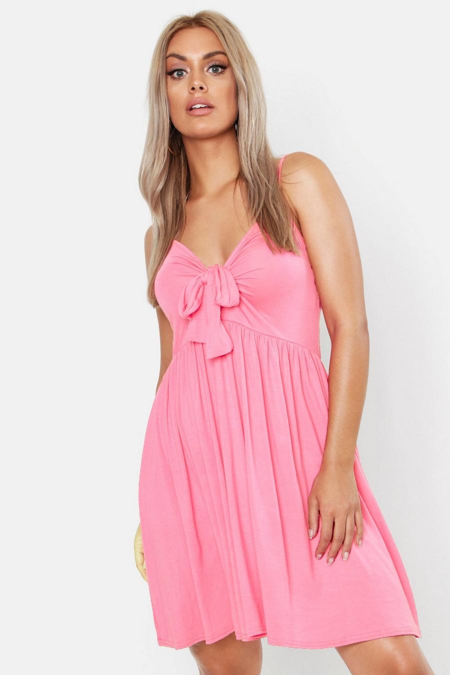 Coral Plus Strappy Knot Front Swing Dress image number 1