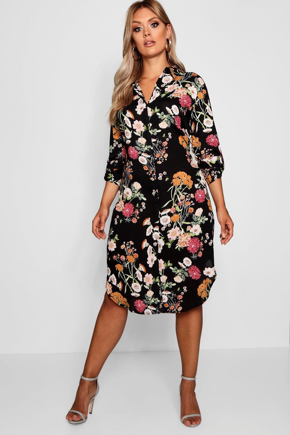 boohoo shirt dress plus