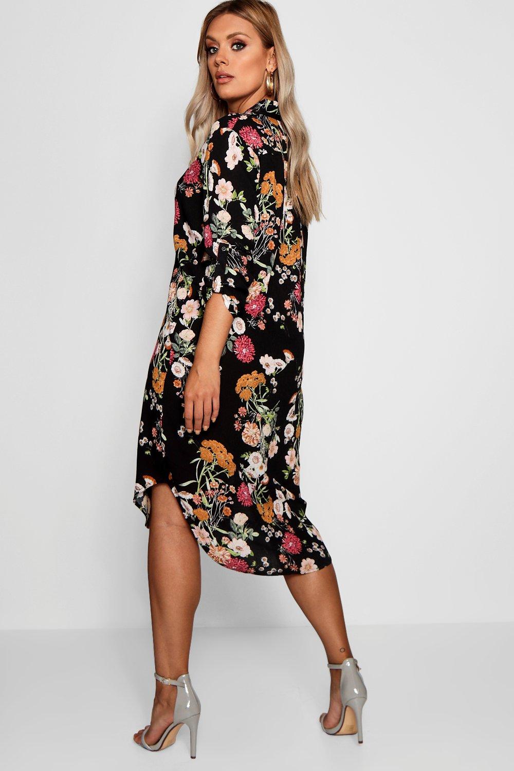 Boohoo floral store shirt dress