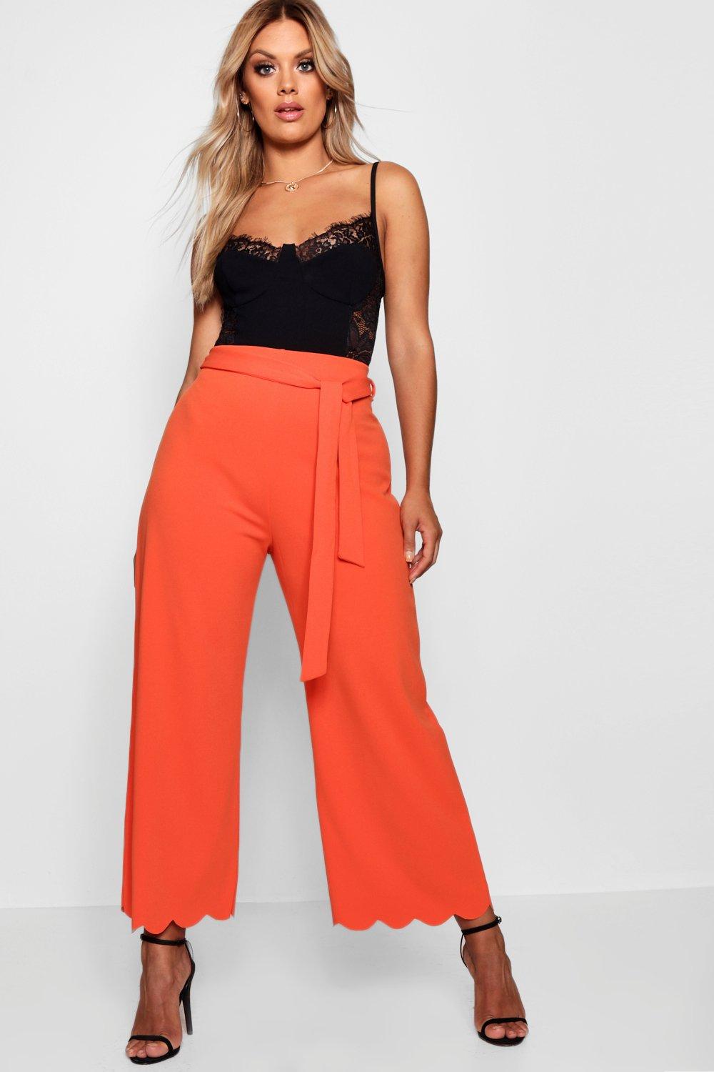 scallop edge open back striped palazzo jumpsuit