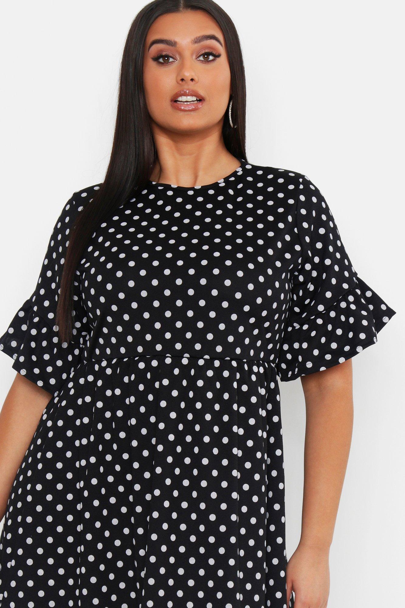 Polka dot dress clearance boohoo