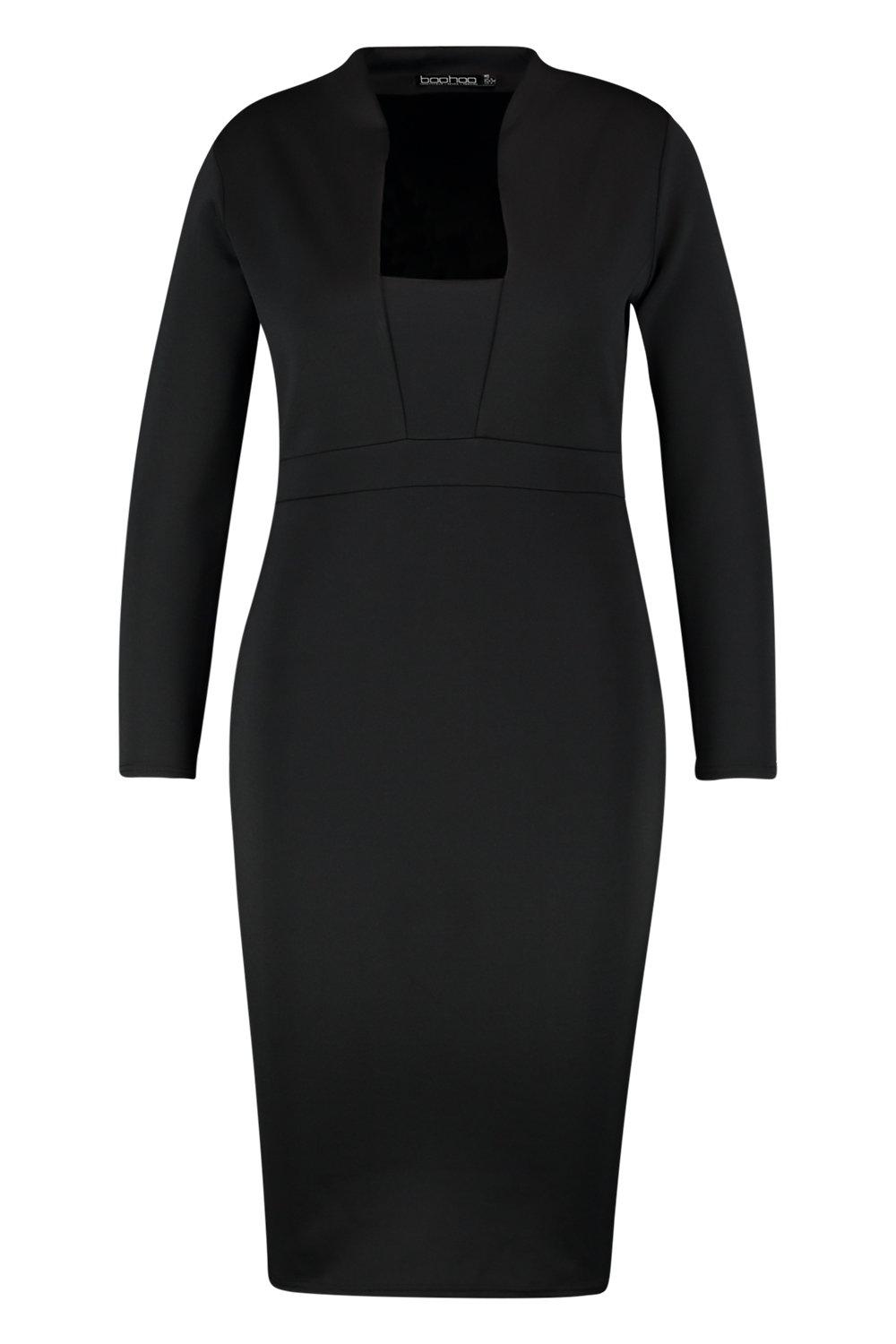 high collar black dress