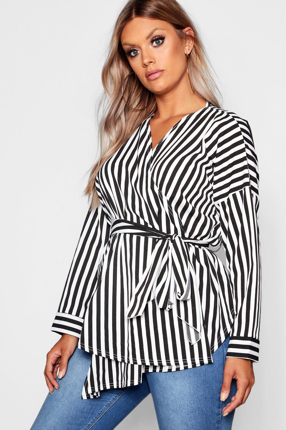 boohoo plus wrap top