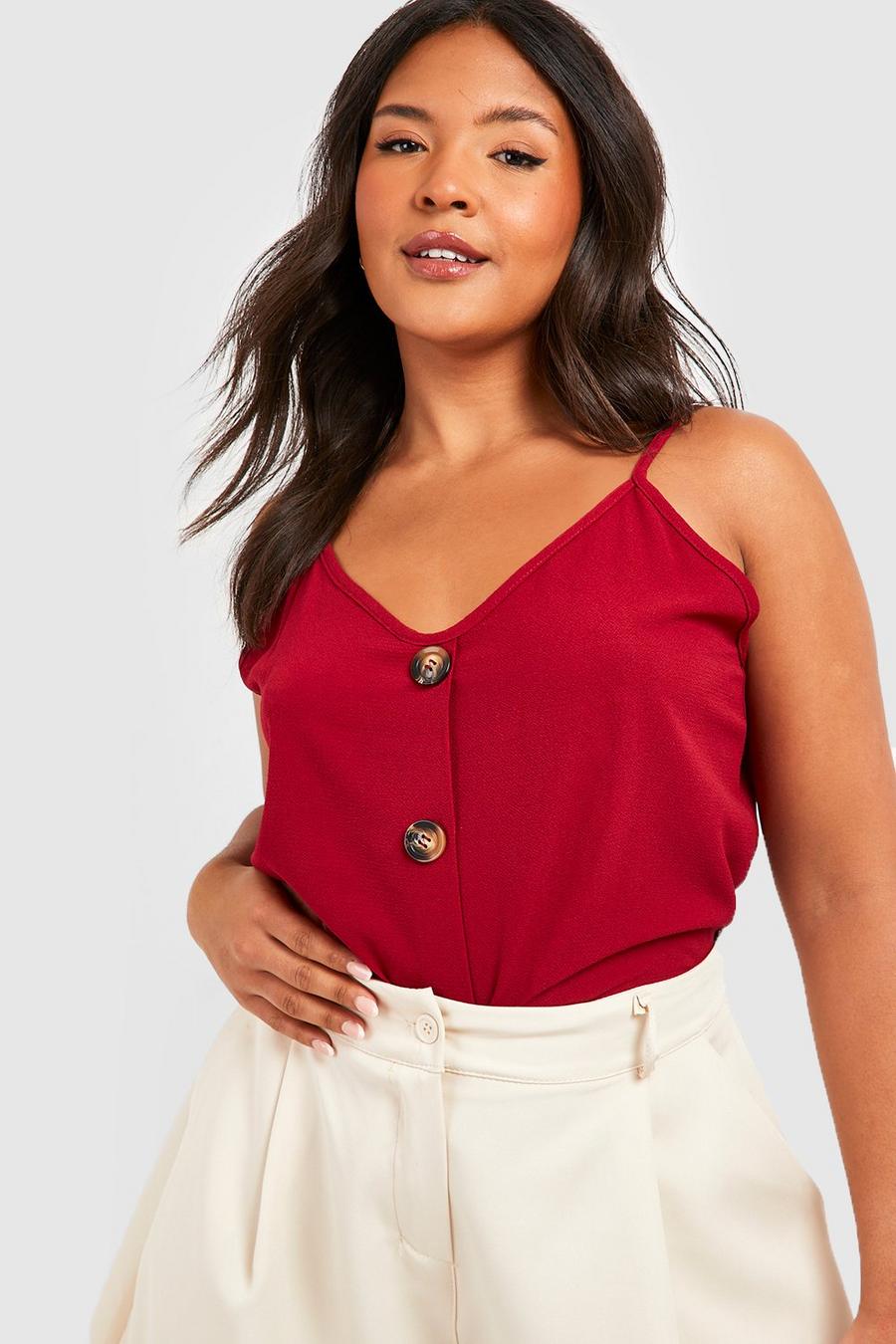 Berry Plus Button Detail Cami Top image number 1