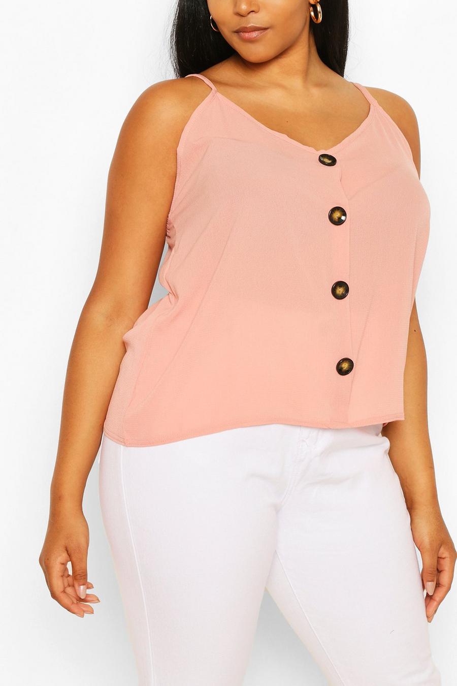 Blush pink Plus Button Detail Cami Top