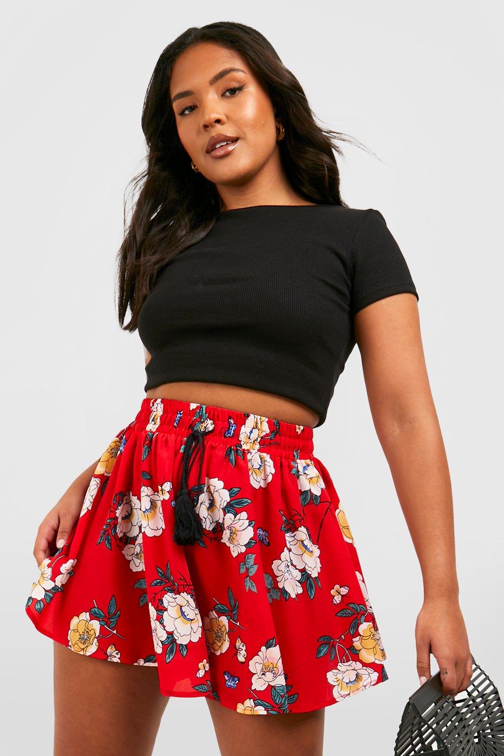 Boohoo red hot sale shorts