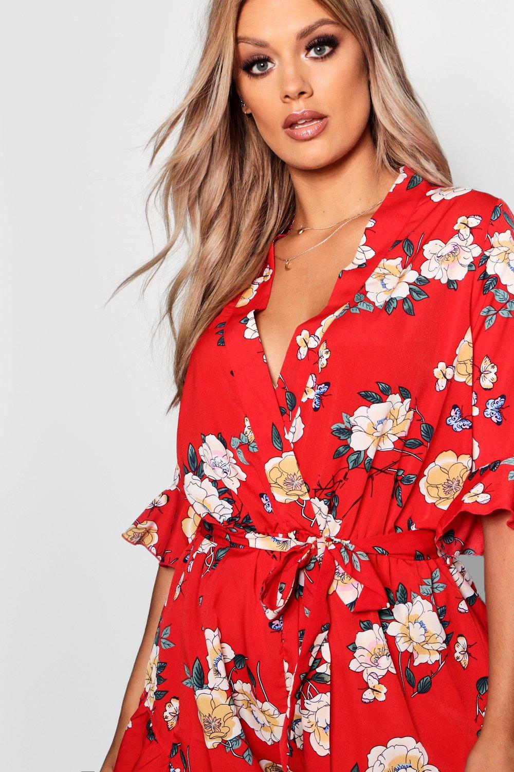 Boohoo 2024 red playsuit