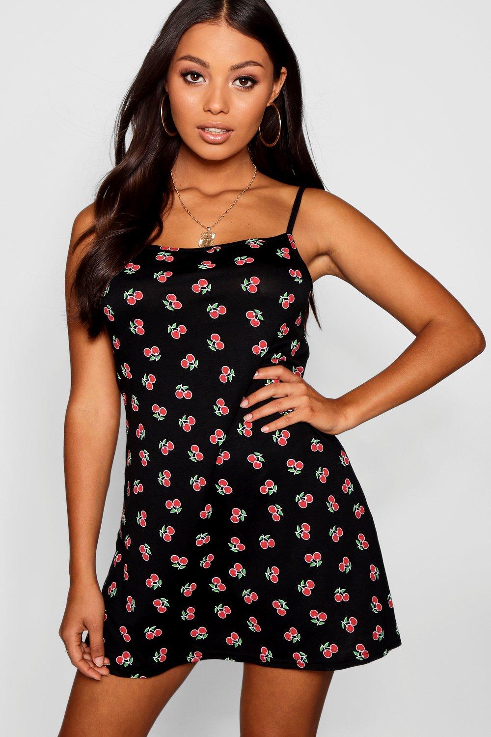 cherry print mini dress