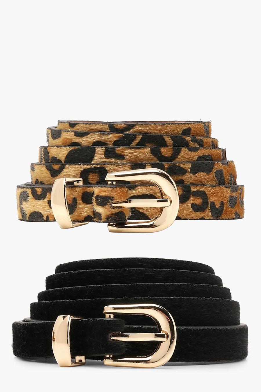 Pack de 2 cinturones Orla leopardo y antelina Plus, Negro image number 1
