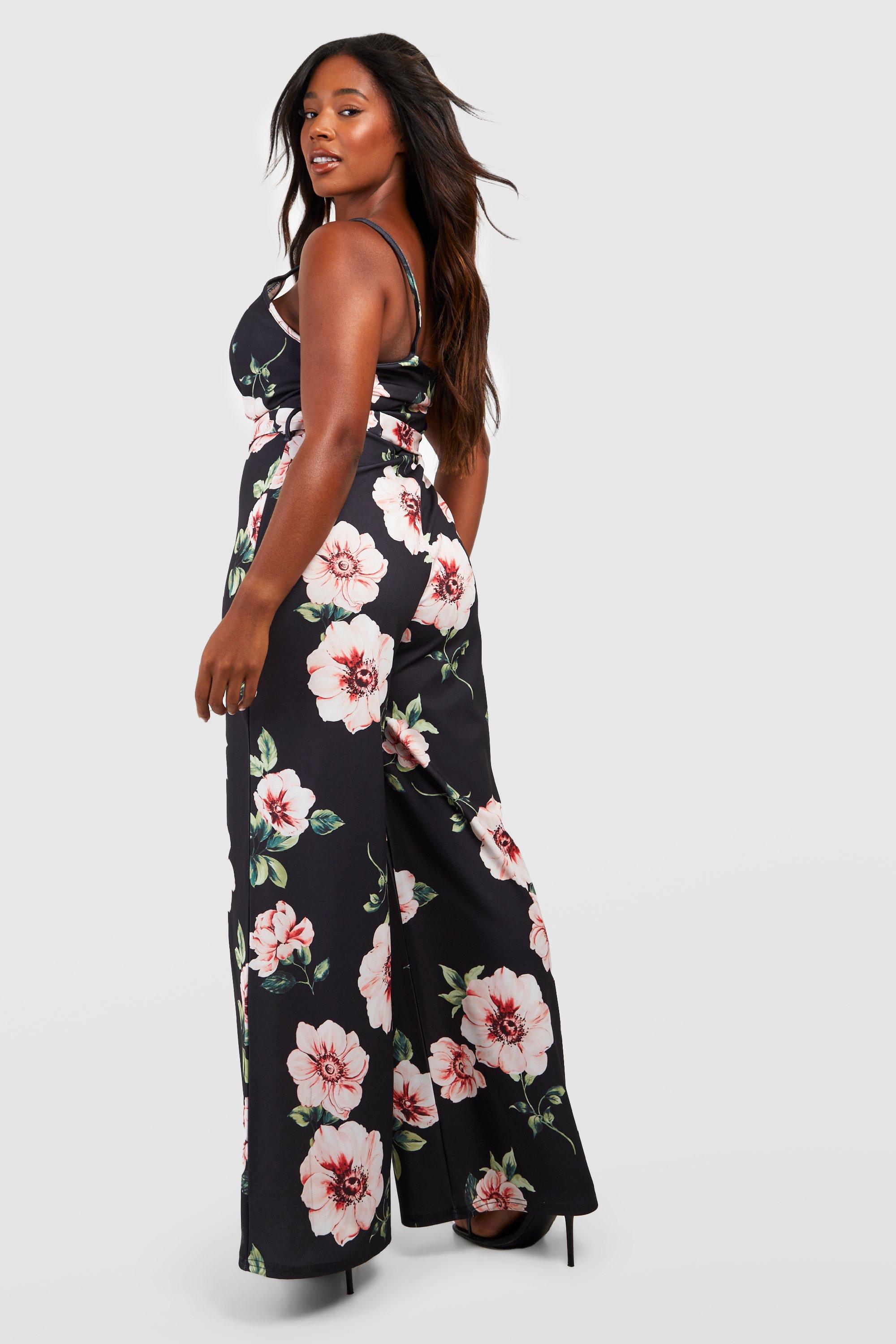 Floral store wrap jumpsuit