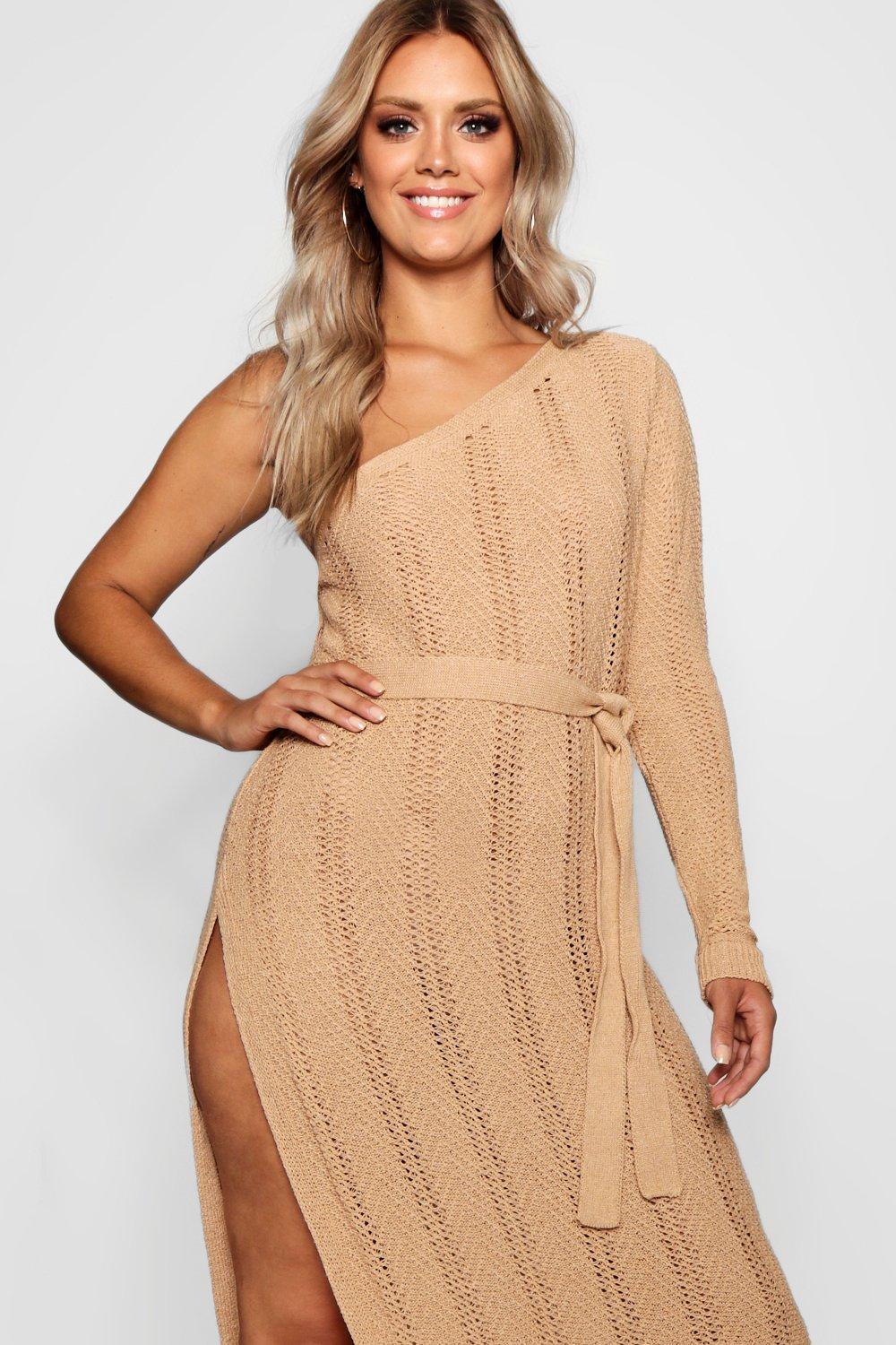 one shoulder crochet beach dress