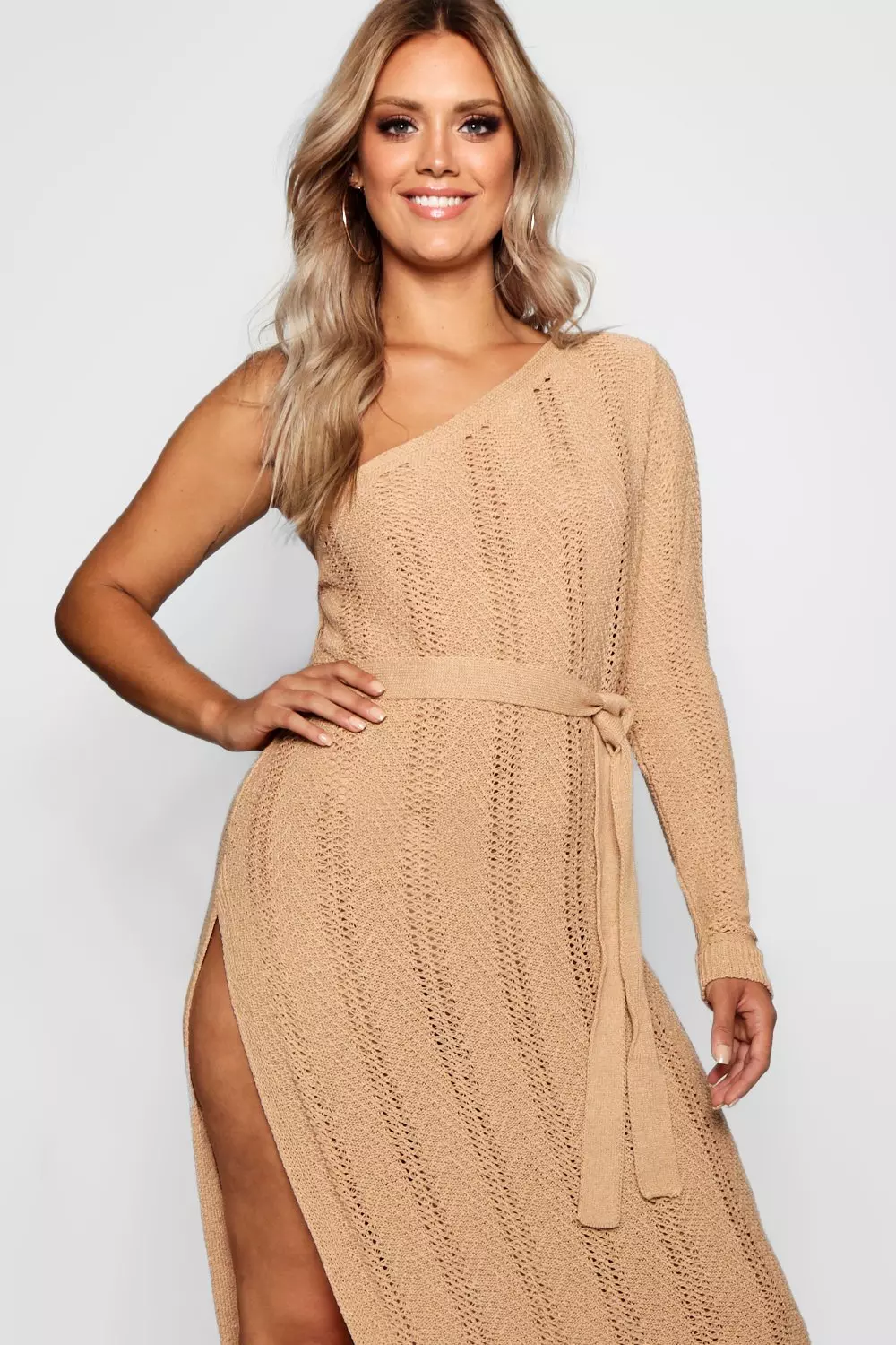 Gold one shoulder crochet dress sale