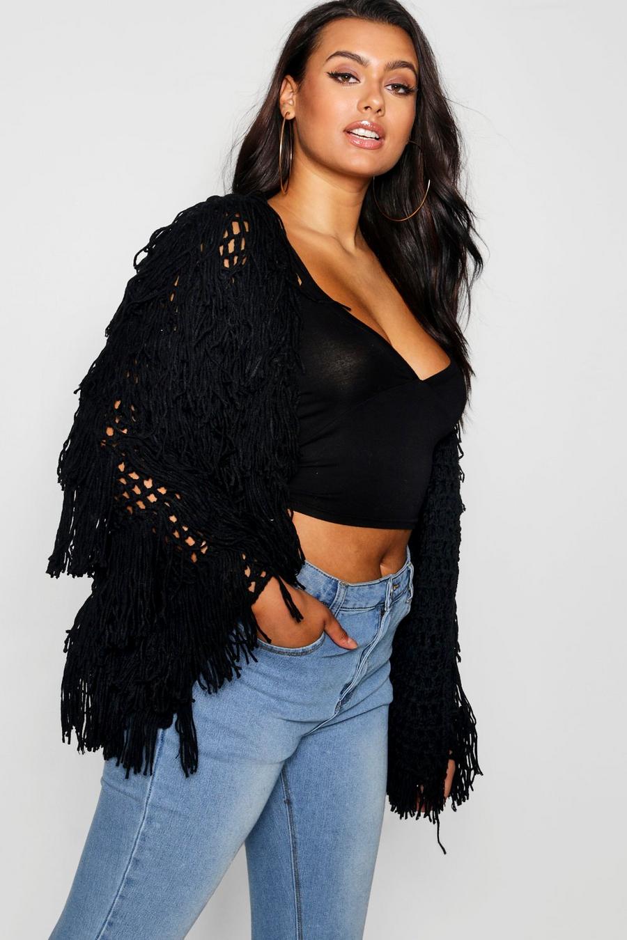Plus Shaggy Knit Cropped Cardigan image number 1