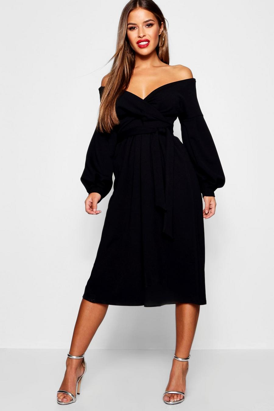 Petite Bardot Wickel Culotte-Jumpsuit, Schwarz image number 1