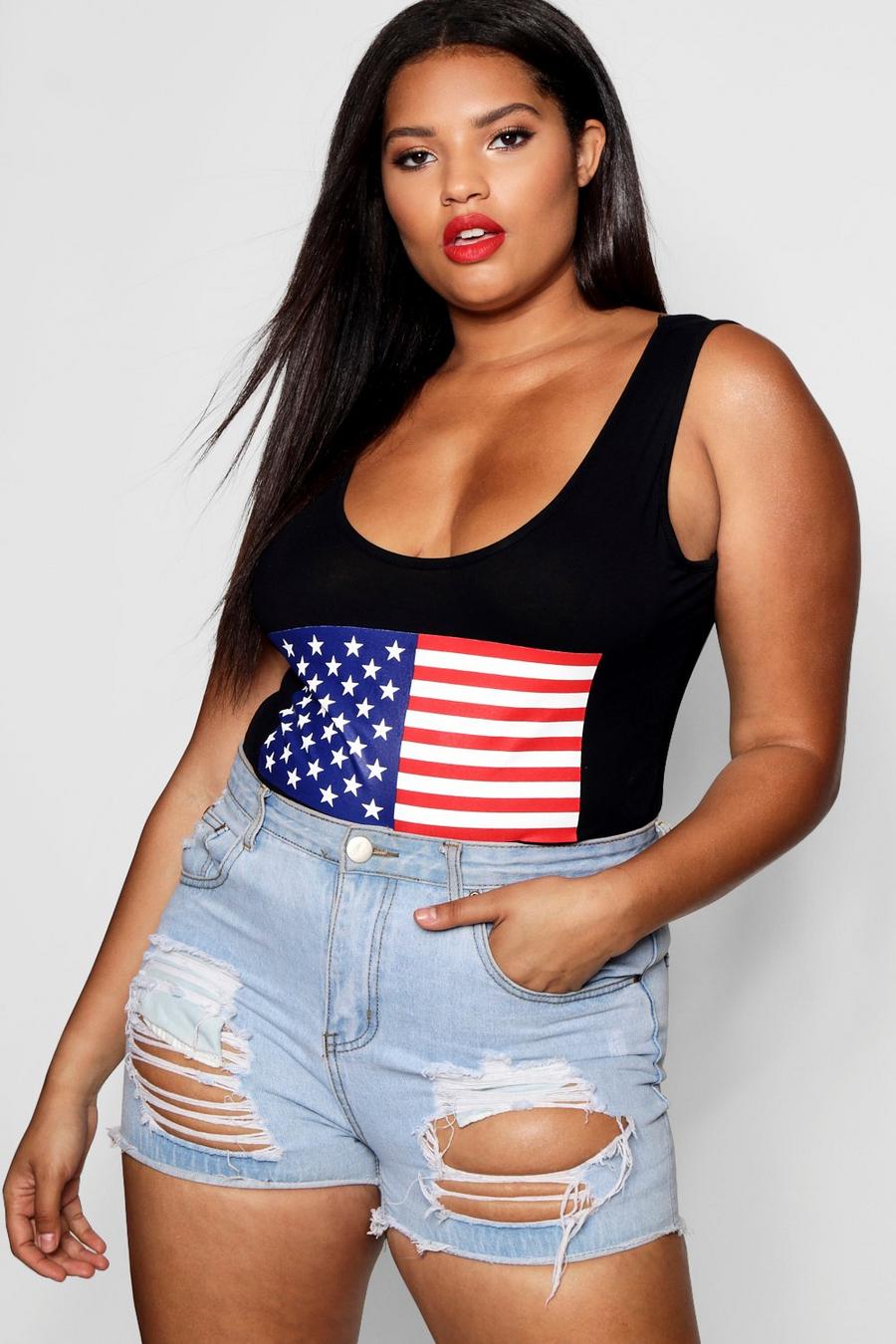 Plus American Flag Bodysuit image number 1