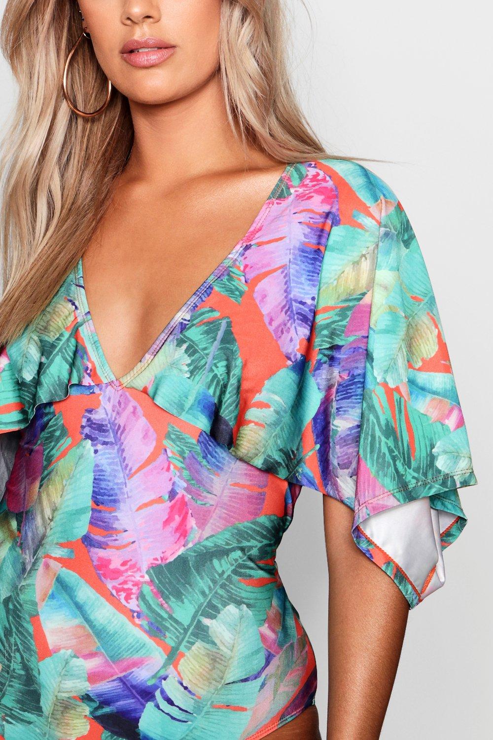 Kimono sleeve one store piece swimsuit