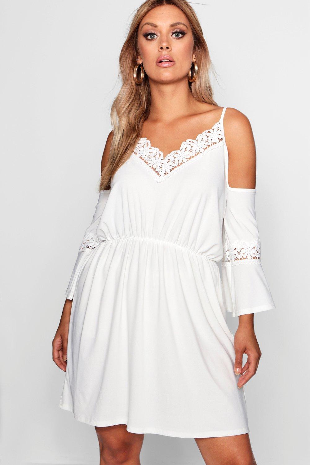 boohoo white crochet dress