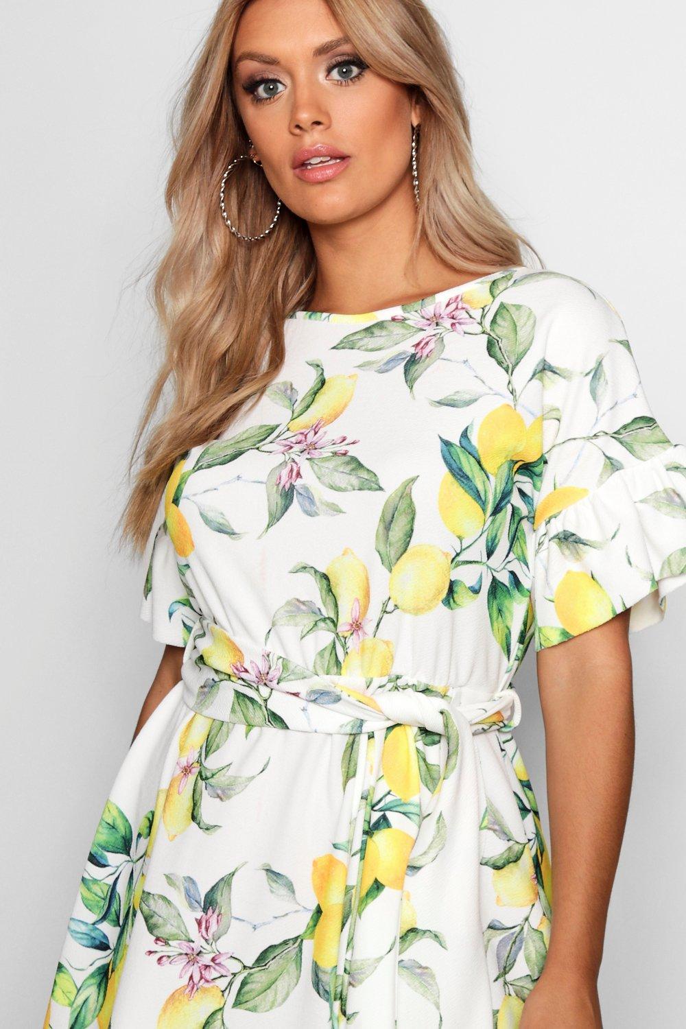 Plus size lemon outlet print dress