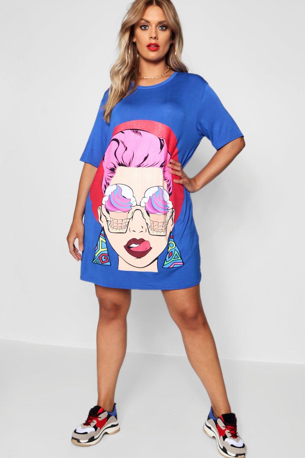 Face print sale t shirt dress