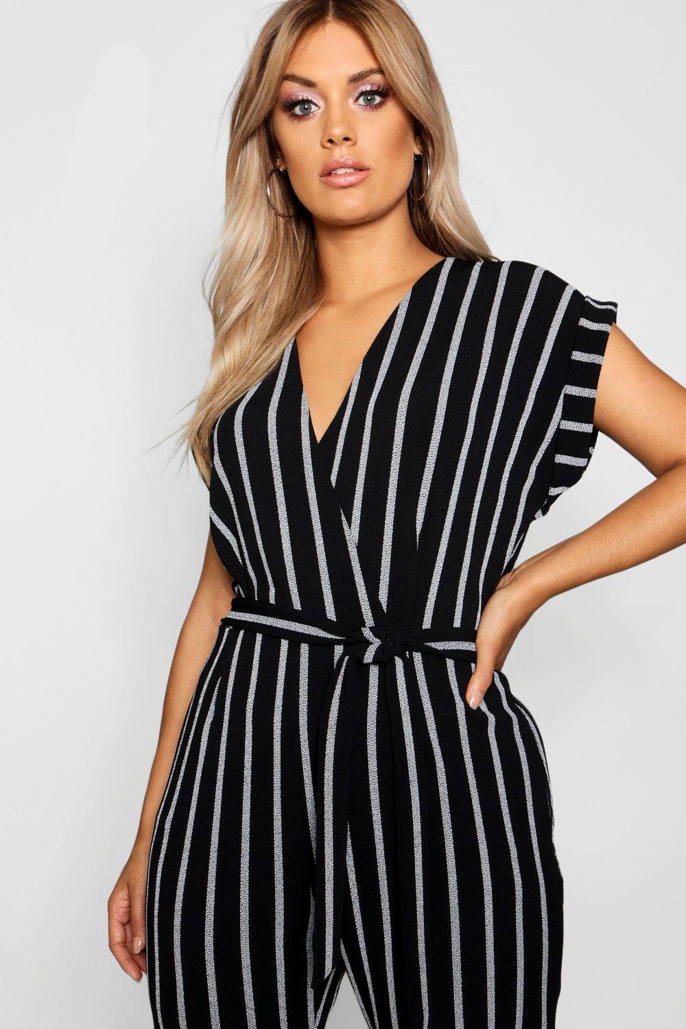 Boohoo store pinstripe jumpsuit