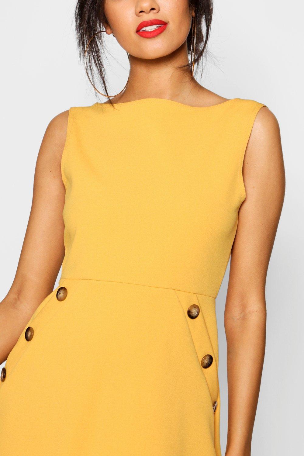 Robe droite jaune online moutarde