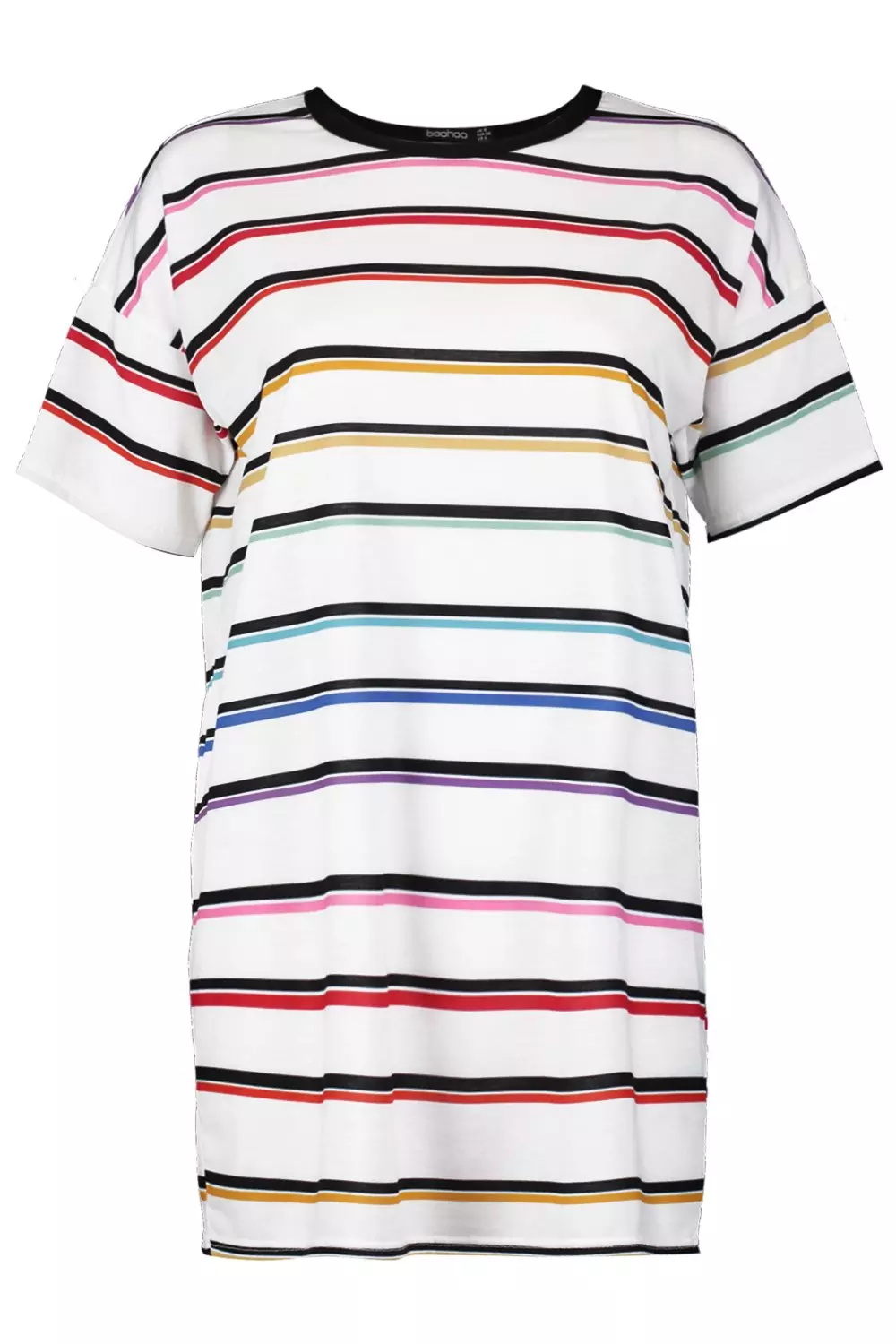 White rainbow stripe store t shirt dress