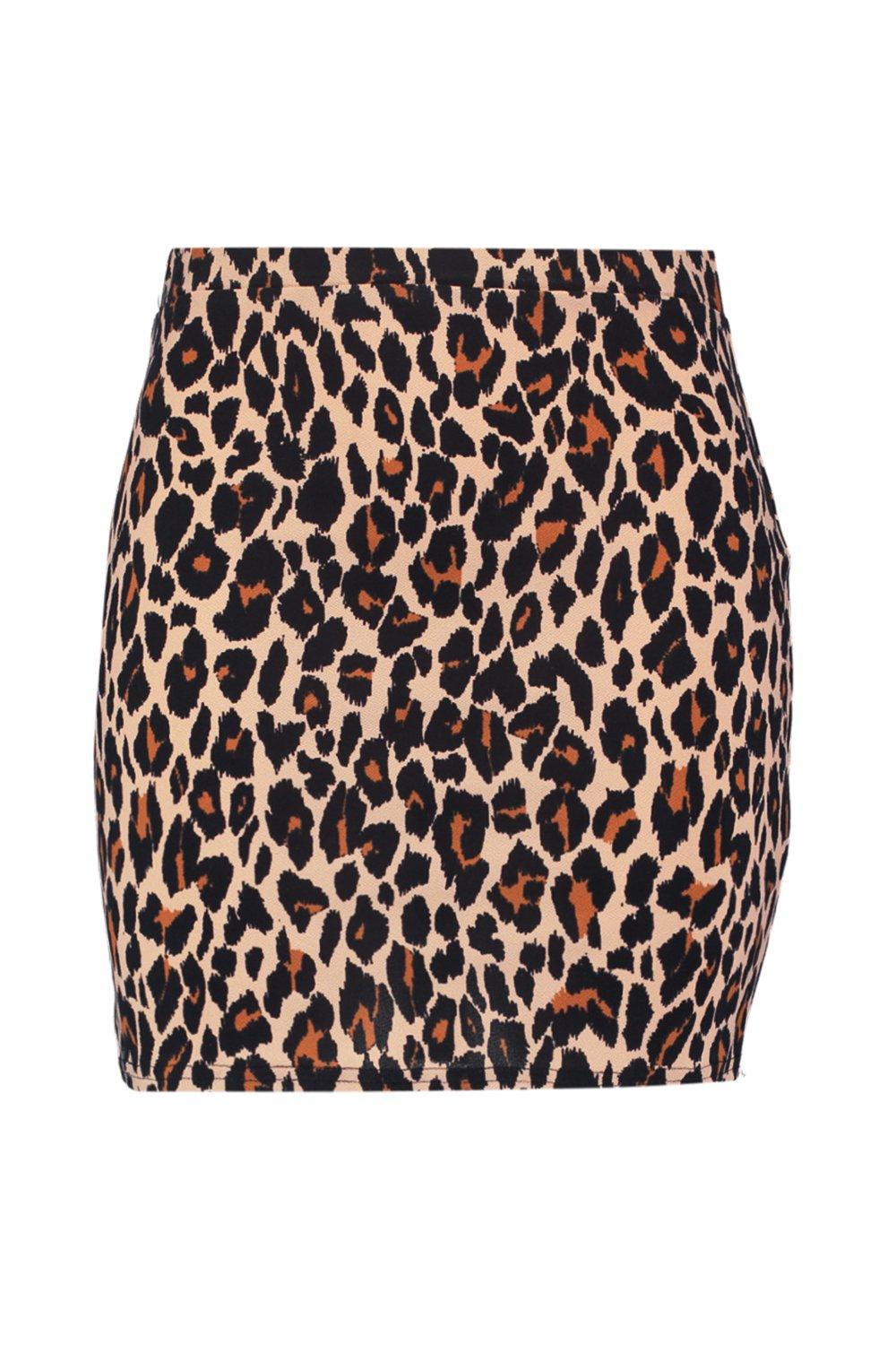 Leopard print mini skirt size 16 sale