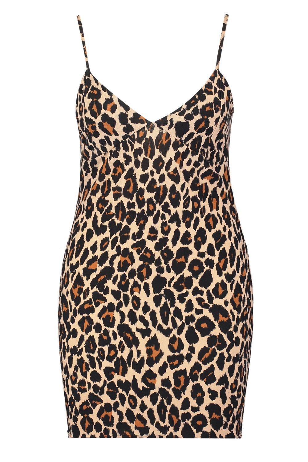 leopard print strappy bodycon dress