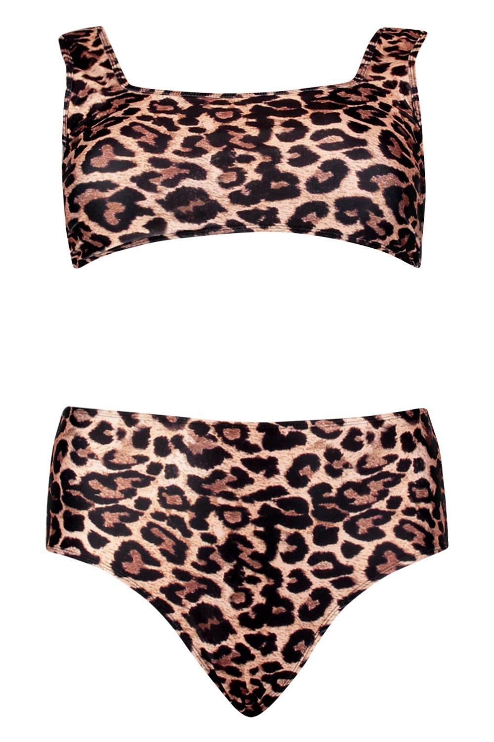leopard print bikini boohoo