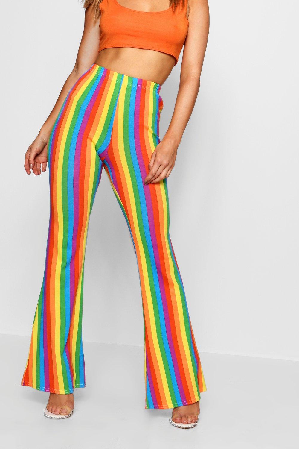 Rainbow striped pants best sale