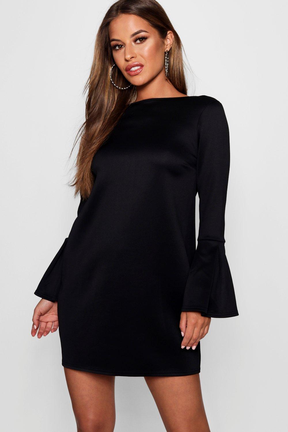 flute sleeve shift dress