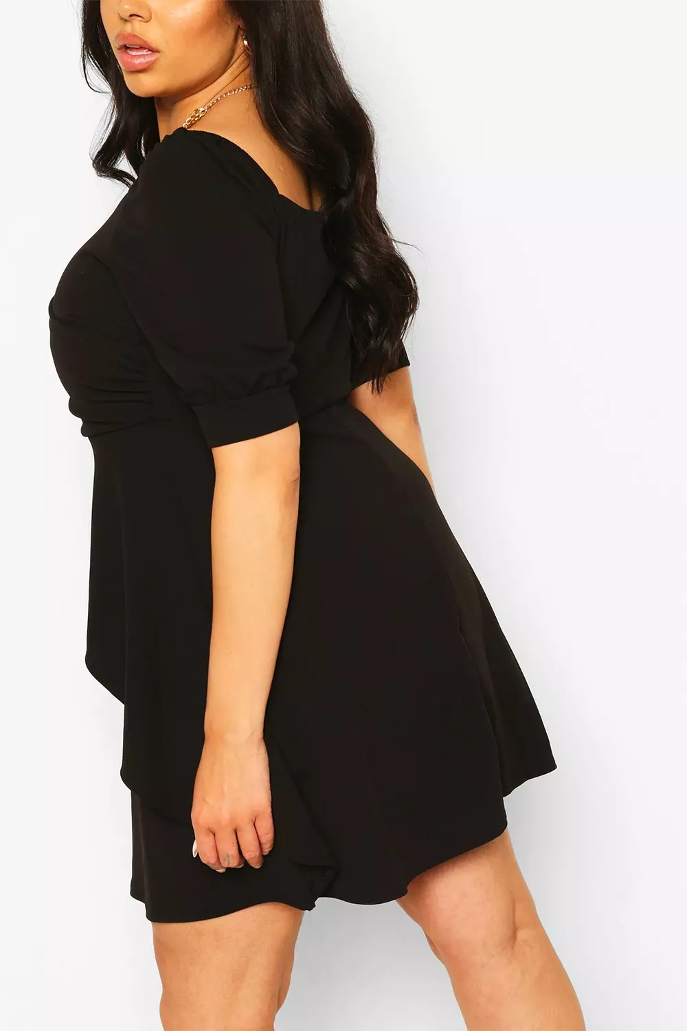 Ruffle detail cheap wrap skater dress