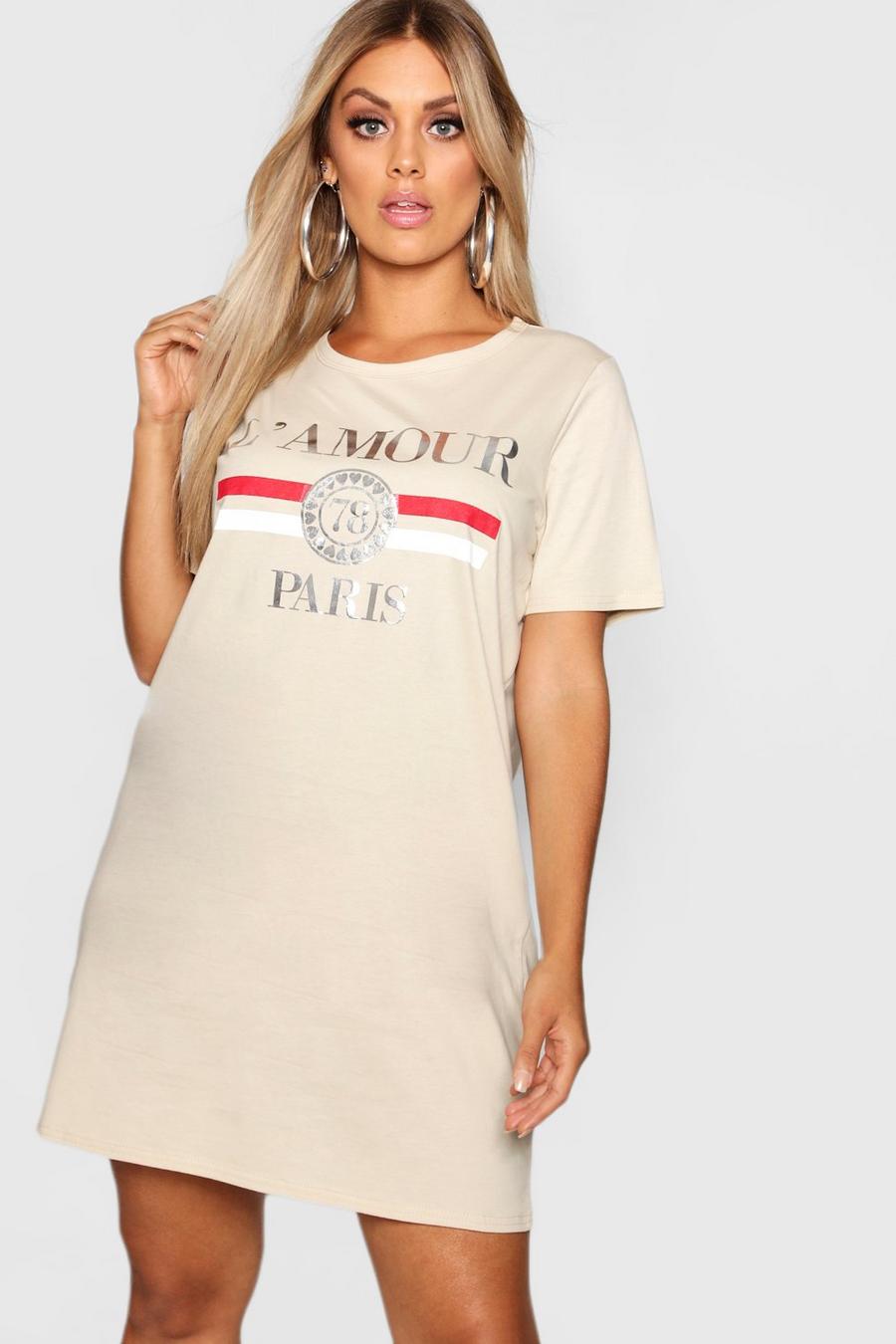 Plus - "L'amour" t-shirtklänning med slogan image number 1