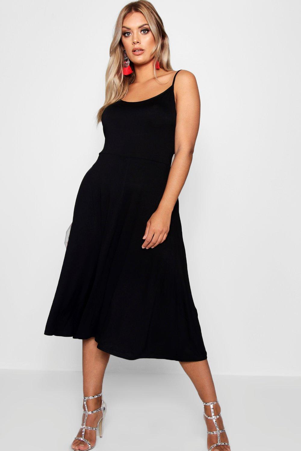 Plus Jersey Basic Midi Skater Dress 