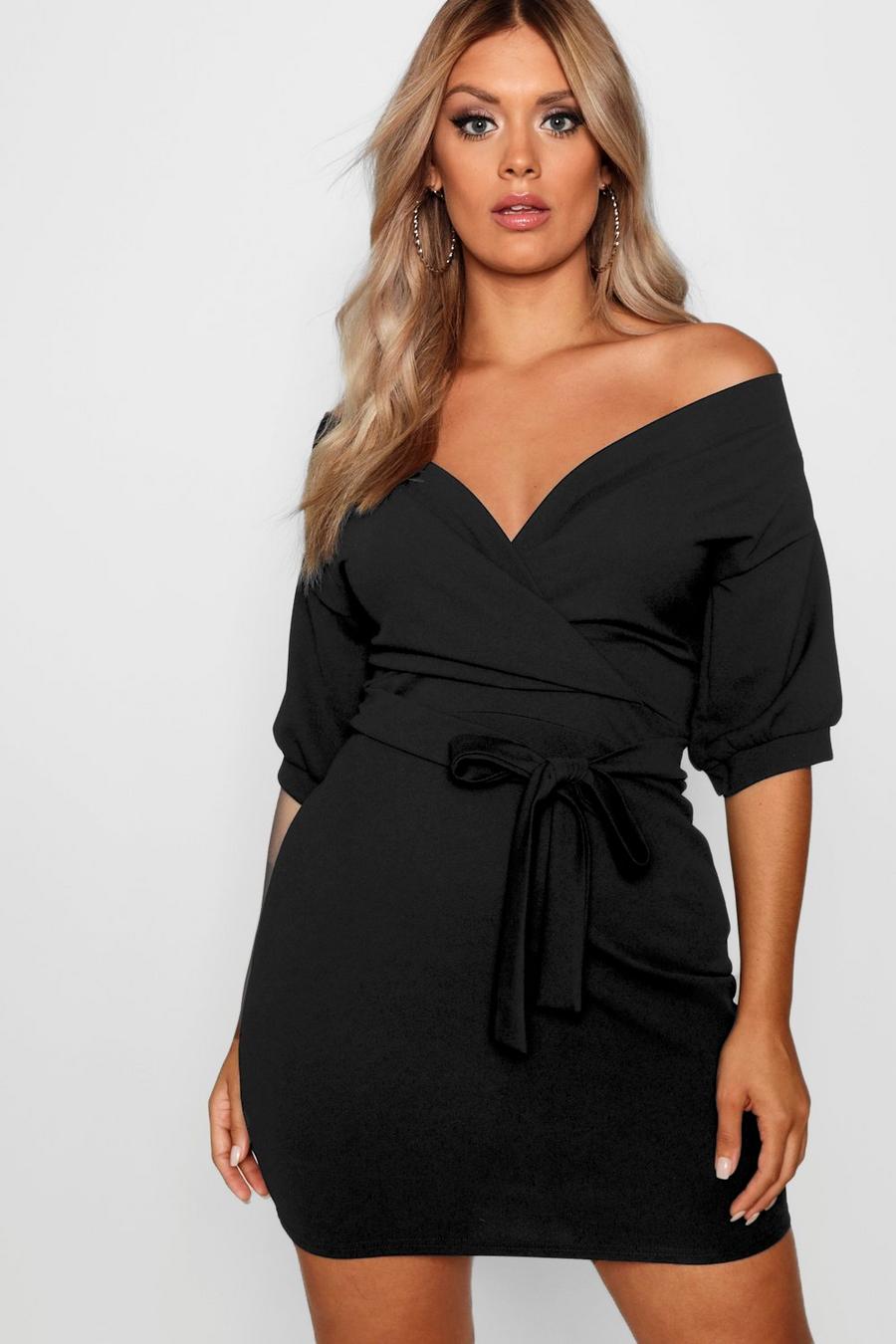 Black Plus - Off shoulder-klänning med knytband image number 1