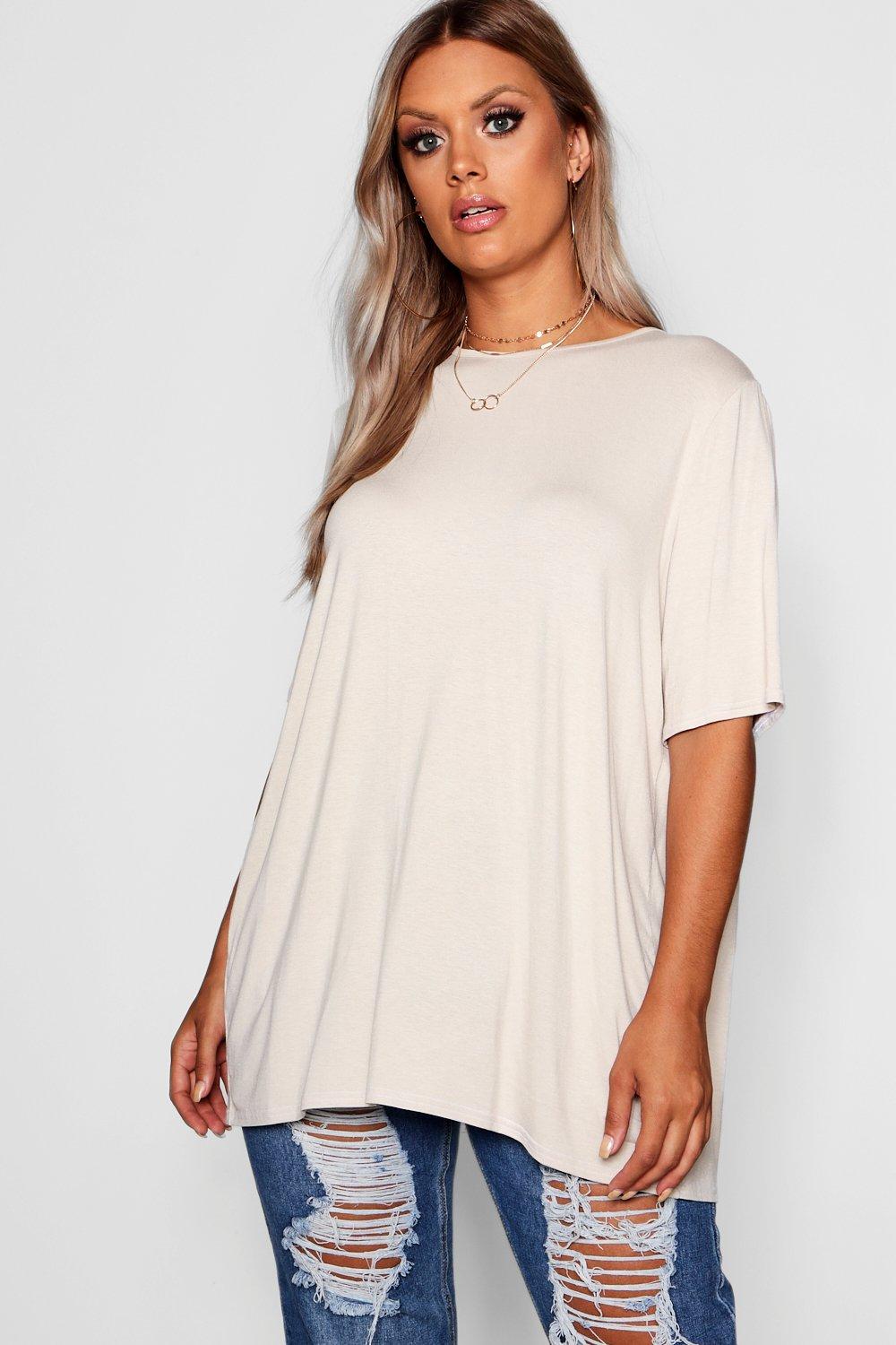 Plus Jersey T Shirt Met Split En Open Rug