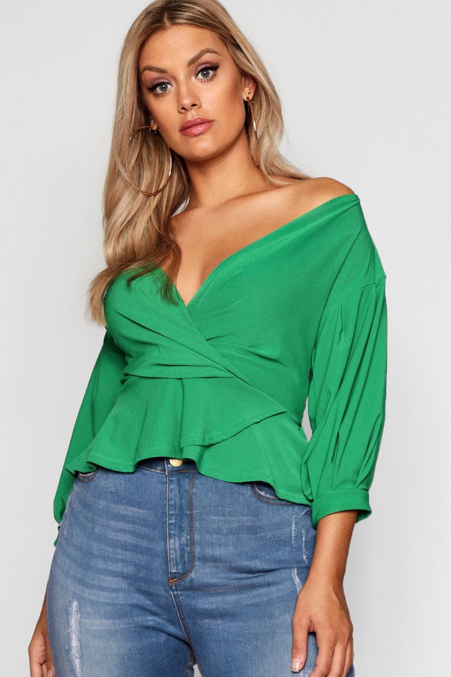 Green Plus - Off shoulder-topp i omlottmodell image number 1