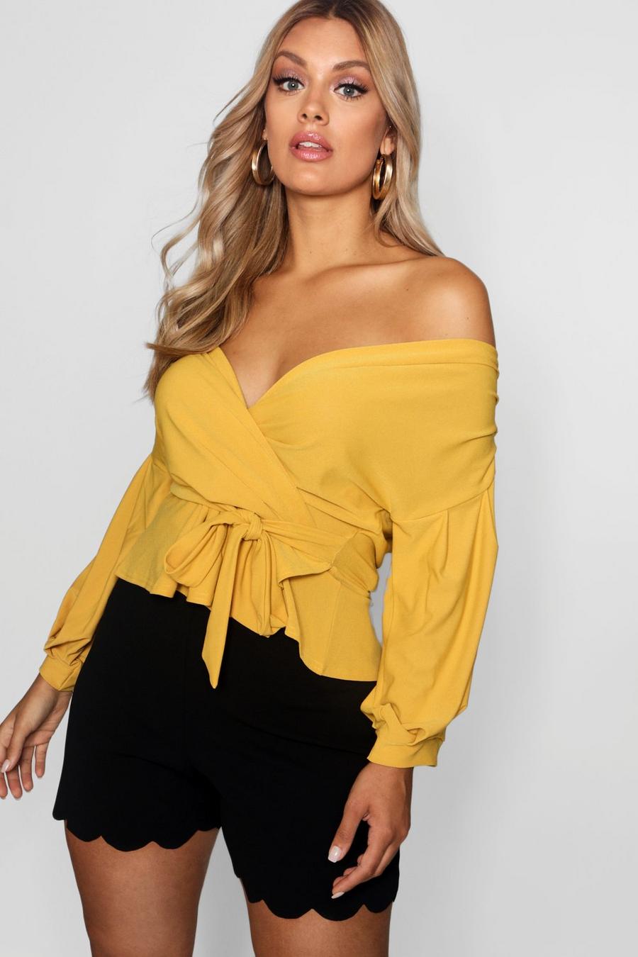 Mustard Plus - Off shoulder-topp i omlottmodell image number 1