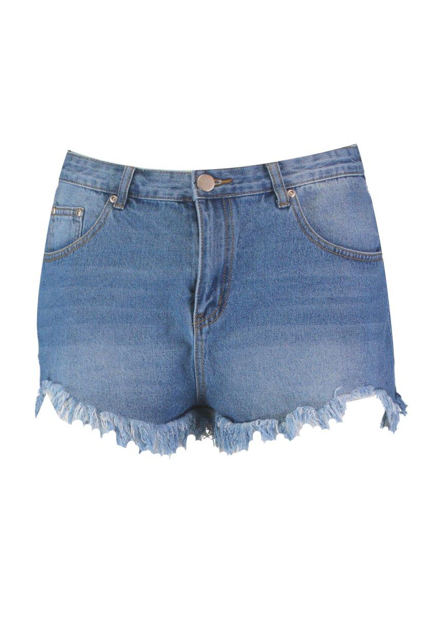 high leg denim shorts