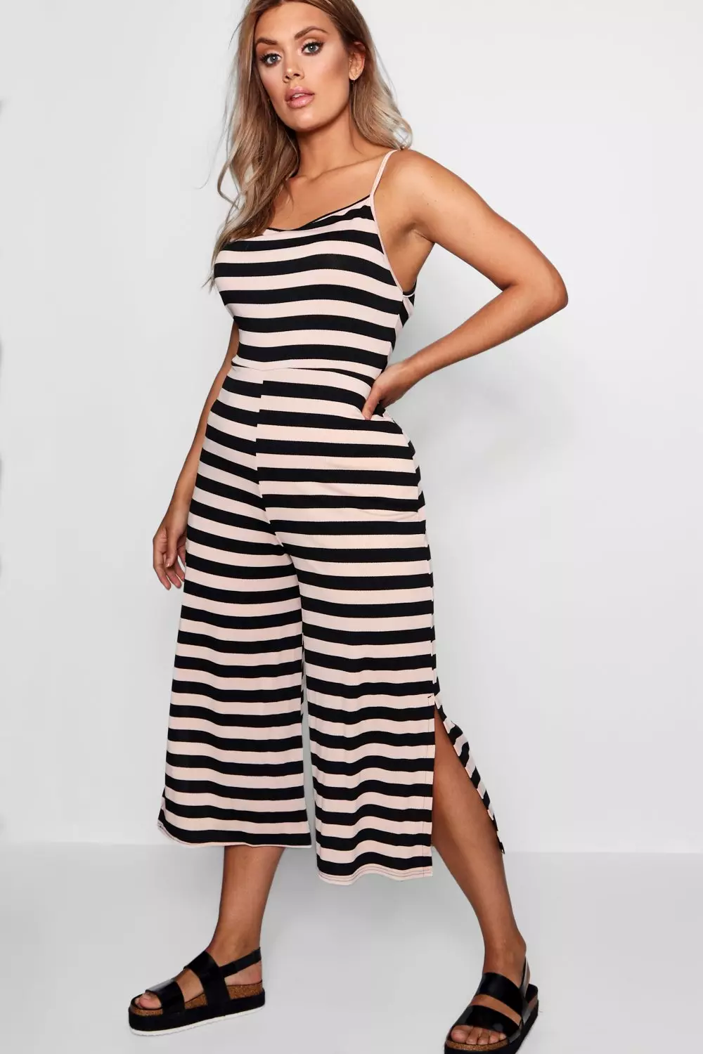 Plus striped jumpsuit on sale