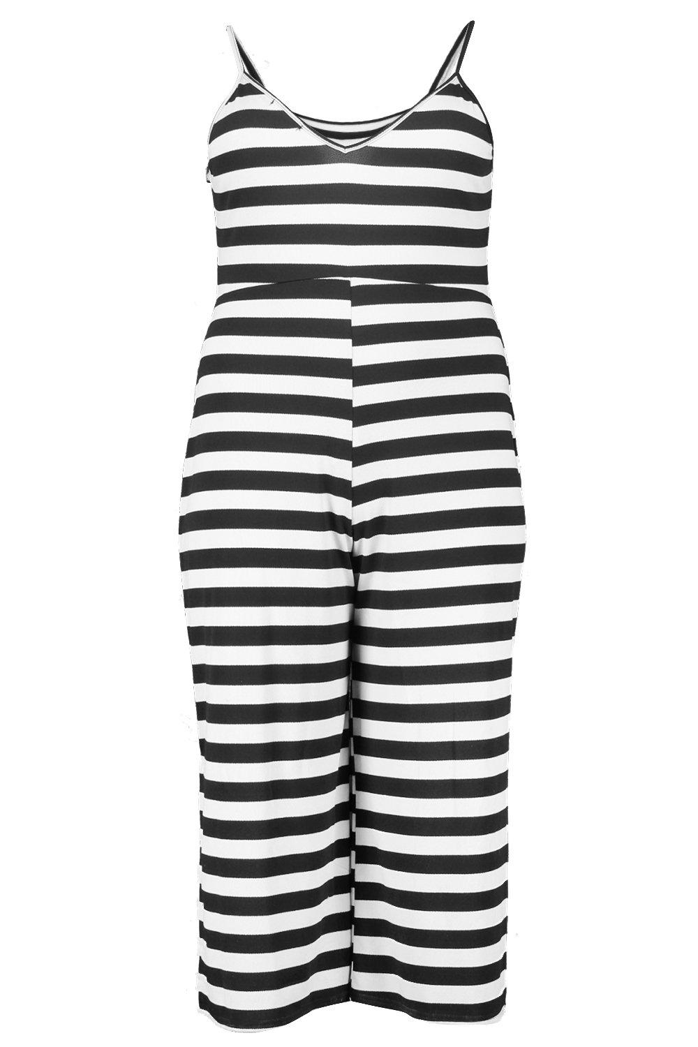 Black and white striped jumpsuit boohoo deals