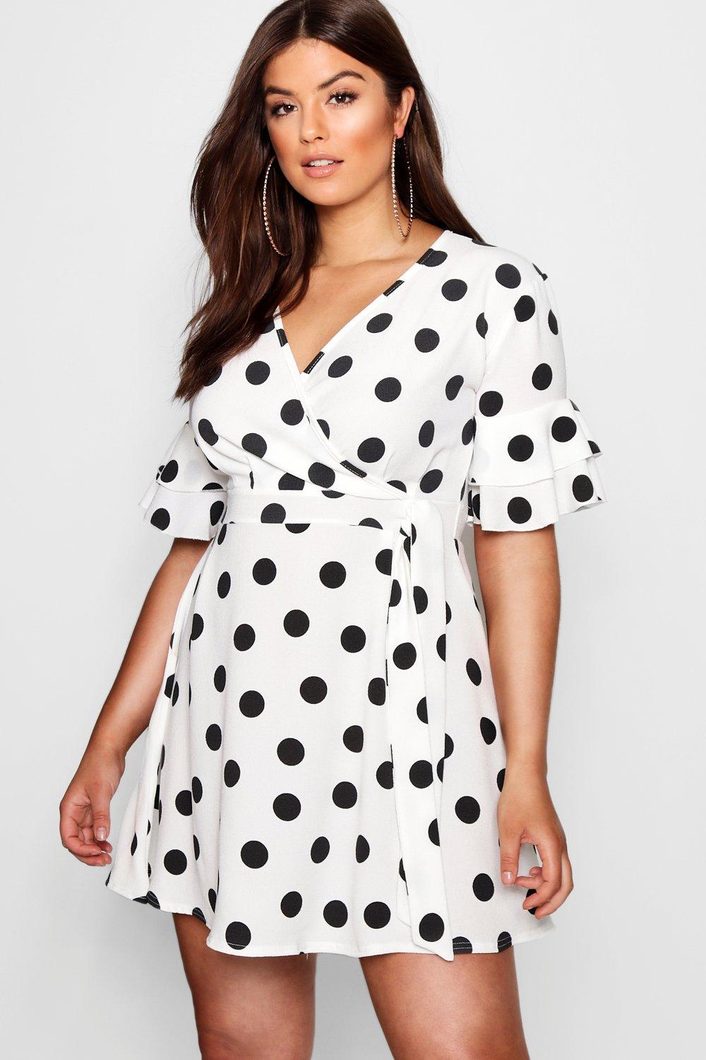 white polka dot skater dress